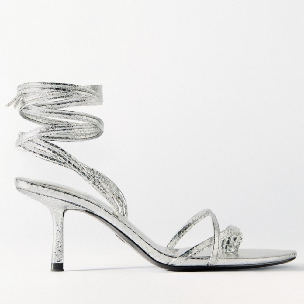 Never Worn Zara Metallic Heeled Sandals US-6.5